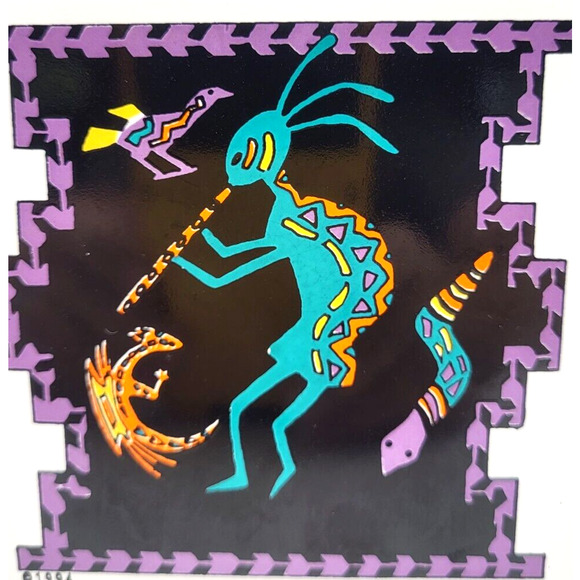 Vintage Kokapelli Flute Dancer Ceramic Trivet Wall Hanging 4.5" Sri Lanka - Picture 2 of 7